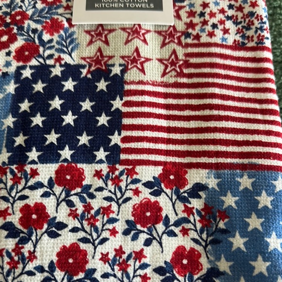 The Farmhouse By Rachel Ashwell Kitchen Towels Patriotic Americana Red Blue Star - Picture 5 of 8